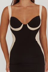 Tenika Contrast Bodycon Midi Dress Black