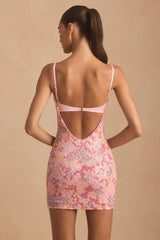Embellished Camisole Bodycon Mini Dress in Pink